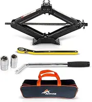 Car Jack Kit | Scissor Jack for Car 1.5 Ton (3,300 lbs) - Tire Jack Tool Kit | Portable, Ideal for SUV and Auto - Universal Car Emergency Kit with Lug Wrench | Heavy Duty Material