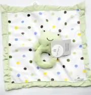 Carter's Frog Polka Dot Baby Security Blanket Lovey And Rattle Toy Plush NWT
