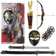 10 Pcs Kids Halloween Ninja Role Play Set With Warrior Bow Arrow Sword Mask Kits