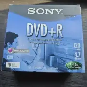 SEALED Sony DVD + R 10 Pack Discs W/Cases 120 min 4.7 GB Blank 1x-16x DPR47SL4