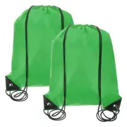 Drawstring Backpack Bags, 2 Pack Sports Cinch Sack Draw String Bag, Green