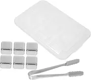 1 Set Stainless Steel Whiskey Ice Cubes with Tong Reusable Metal Ice Stones for Chilling Drinks Easy to Clean Whiskey Rocks for Entertaining and Everyday Use