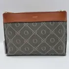 Oroton Harvey Signature Logo Black Cognac Leather Double Zip Crossbody Bag BNWT