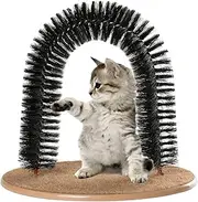 AikoPets Cat Arch Self Groomer Massager - Dog Brushes, Pet Puppy Scratcher Toys, Fur Grooming Brush Controls Shedding With Scratch Pad and Catnip - Interactive Kitten Toy