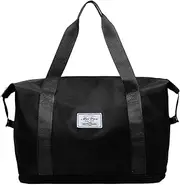 Travel Tote Bags for Women Foldable Duffle Bag Waterproof Weekender Bag Wet Dry Seperated Pocket Gym Bag Large Capacity Overnight Bag for Travel Work Black Travel Bag