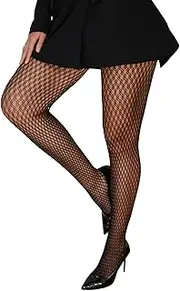 [Aesphelia] Women's Classic Circle Pattern Versatile Tights Stockings Black Fishnet Leggings for under Dress and Shorts, Black, One Size