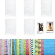 YJFY Pack of 5 Mini Photo Frames for Instax Mini Picture Frame for Polaroid Pictures with 20 Frame Stickers 2 x 3 Inch Picture Frame Compatible with Fujifilm Instax Mini, Polaroid (Transparent)