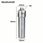 HSS Corner Rounding End Mill R8 Diameter 24mm Milling Cutter CNC Router Bits