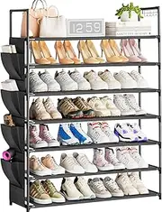 Shoe Rack 7 Tier Black Shoe Organizer Shoe Storage 28-35Pairs Shoe Rack for Closet Space Saving Bedroom Garage Door