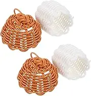 KITANDOVE 2pcs Mini Rattan Woven Basket Bag Handmade Pine Pouch for Party Favors Christmas Goodie Bags Small Wicker Straw Purse for Treats Decorative Storage