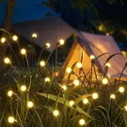 Solar Garden Lights 2Pcs 8LED Solar Powered Firefly Light Ground Patio Stake Walkway Lamp Outdoor Garden Decor -Yellow