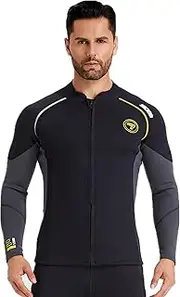 Wetsuit Top 1.5 mm/3 mm Wetsuit Jacket with Zip - Long Sleeve Diving Jacket for Men & Women for Swimming, Snorkelling, Diving & Surfing