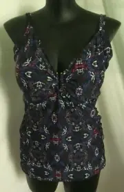 AUTOGRAPH NAVY "BAR DETAIL" GEOMETRIC TANKINI/SWIM SUIT/BATHER SZ 14-NEW SALE
