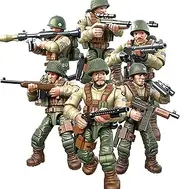MEIEST 6 PCS Mini WWII Soldier Military Action Figures, Army Model Building Block Toys with Multiple Military Weapons Accessories,Party Favors Set for Kids (US Army)