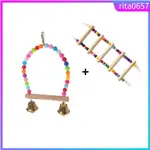 WOODEN BIRD PARROTS SWING TOY HANGING CLIMBING LADDERS PERCH