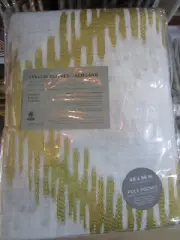 2 West Elm Trellis clipped jacquard 48 96 panels drapes curtains sand gold New
