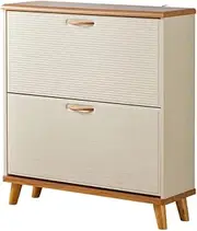 Free Standing Shoe Rack Wooden Shoe Cabinet Tipping Bucket Shoe Rack Locker Wood-Based Panel Storage Cabinet (Size: 9.4 * 39.4 * 33.5in) Easy to Assemble