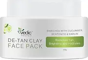 Vedic Naturals De Tan Face Pack 100G Enriched With Cucumber Extract Bentonite Clay & Kaolin Clay Removes Tan Skin Brightening & Hydrates 100% Organic
