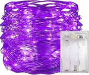 Yalilong with Timer Function Battery Operated Dewdrop Led Lights,Mini Fairy Lights for Home Parties Christmas/Halloween Holiday Decoration,6 Hours on/18 Hours Off,30 LEDs,10 Feet (1, Purple)