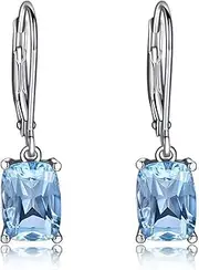 [Salanda] Crystal Drop Earrings Set, 925 Sterling Silver Dangle Birthstone Earrings for Women Girls, mm, Silver, Crystal