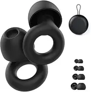 Quiet Noise Reduction Earplugs – Super Soft, Reusable Hearing Protection of Earplugs for Sleeping, Concerts, Work, Flights,swim, 8 Ear Tips in XS, S, M, L (Black, 4 sizes)