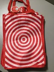10 Reusable Bullseye Target Shopping Grocery Bag Tote, 16"x12"x7”