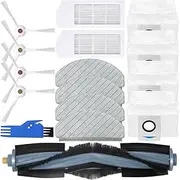 EATBALE Replacement Parts Accessories for Ecovacs T10 Plus Robot Vacuum Cleaner, 1 Main Brush, 4 Side Brushes, 2 HEPA Filters, 4 Dust Bags, 4 Mop Pads/Mop Cloths, 1 Cleaning Brush (Pack of 15)