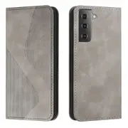 S22 Plus Case PU Leather Flip Cover Magnetic Closure Wallet Card Slots Stand Case - Black