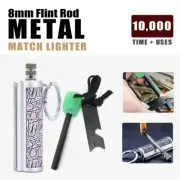 Fire Starter Lighter Waterproof Flint Match Metal Keychain&8mm Flint Rod Camping