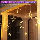 Star and Moon LED Curtain String Light Ramadan Eid Mubarak Garland Lights Decor,