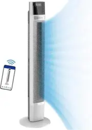 Lasko Works with Alexa Oscillating Tower Fan, Voice Controlled, 4 Quiet White