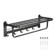 23" Wall Mounted 2 Tier Rail Holder Towel Rack Hotel Bathroom Storage Shelf