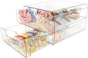 Clear Acrylic 2 Drawers Storage Organizer for Hair Accessories Stackable Contain