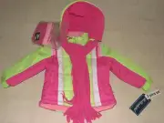 Rothschild Girls Hoodie Winter Jacket W/Scarf & Beanie Hat Citrus Ice 2T-NWT $75