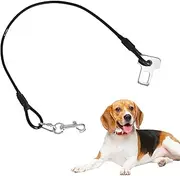 Dog Car Seat Belt Restraint, Chew-Proof Pet Coated Steel Rope Control, 23.62 inches Strong Puppy Vehicle Seat Belt Strap, Heavy Duty Carabiner for Small Dogs
