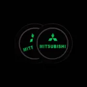 Brand New 2PCS Mitsubishi Glows In The Dark Green Real Carbon Fiber Car Cup