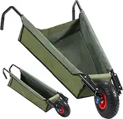 BBTO Folding Wheelbarrow Collapsible Foldable Yard Cart 88lbs Lightweight Gardening Cart Heavy Duty Oxford Cloth Lawn Cart for Adult, Grass, Soil, Brick, Leaf, Garden Supplies, 10" Pneumatic Tire