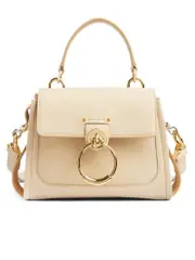 Chloé Mini Tess Day Bag in Grained & Shiny Calfskin Sweet Beige