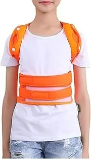 Adjustable with Shoulder Pads Children Posture Corrector Back Support Belt Kids Orthopedic for Children Spine Lumbar (Orange, S)