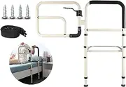 Bed Rails, Height Adjustable Bed Assist Bar with Organizer Pouch, Compact Safety Padded Hand Grip for Seniors Adults