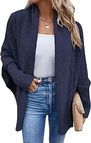 [KEOYA] Women's Shawl Collar Batwing Long Sleeve Cable Knit Wrap Cardigan Sweater Open Front Chunky Cocoon Coat
