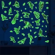 Glow in The Dark Colorful Birds Wall Decals, Cute Bird Education Stickers for Kids, Removable Luminous Flowers Stickers for Ceiling, Baby Nursery Bedroom