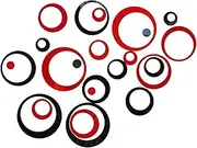 24Pcs Acrylic Circle Mirror Wall Stickers DIY Decals Modern Art Mural for Home Living Room Bedroom Decor Black and Red