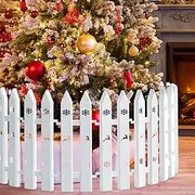 16" Tall Christmas Tree Gate, 18pcs Christmas Tree Picket Fence for Dogs, Round Toddler Baby Proof White Decorations Gate Around Xmas Tree, Thick Plastic Reja para Arbol de Navidad Pet Cat Protector