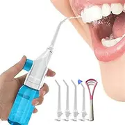 Portable Oral Irrigator Water Flosser Dental Water Toothbrush Toothpick Nasal Irrigator Implement Teeth Cleaner Oral Hygiene flossers for Home Travel with 5pcs Nozzles (Nozzle and Tongue Scraper)