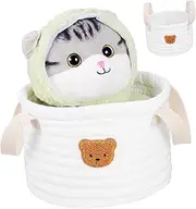 INOOMP Bear Storage Basket Portable Fabric Organizer for Nursery Soft Storage Bin with Handles for Diapers Space Saving Design Compact and Lightweight