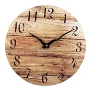 Small Wall Clock, 10'' Frameless Wooden Wall Clocks with Silent Quartz