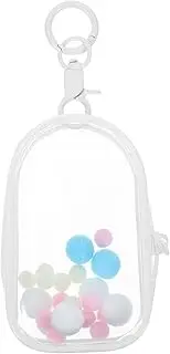 VICASKY Clear Figure Display Bag with Pompom Key Ring Portable Small Doll Storage Pouch Purse Portable Collectibles Display Case for Mini Figures Dolls