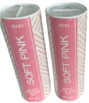 Pink Soft Talc Avon Velvety Feel X 2 Bottles, FREE POSTAGE