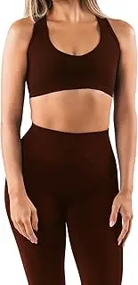 [ROOOKU] Uplift Sports Bra for Women Racerback Low Scoop Neck Medium Impact Seamless Bra Removable Padded Yoga Gym Fitness Bras
